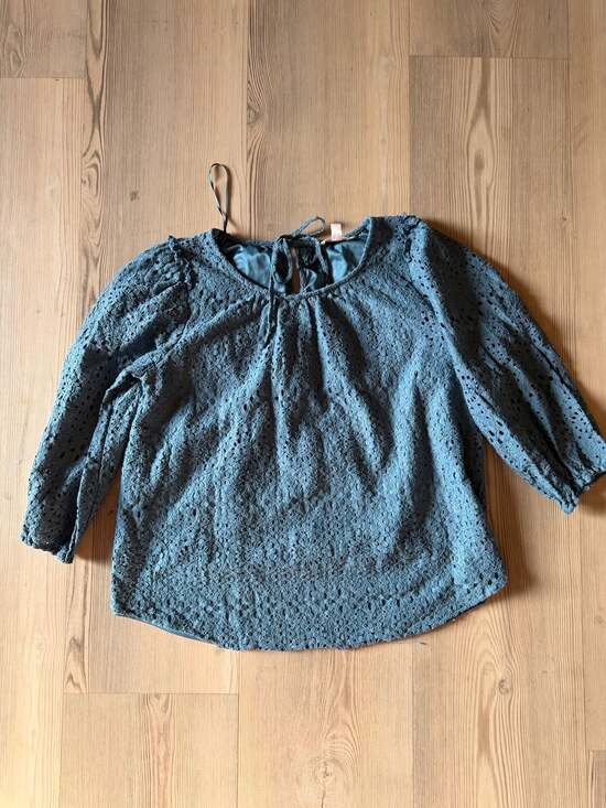LC Lauren Conrad Tops - LC Lauren Conrad Teal Lace Eyelet Blouse with Back Tie